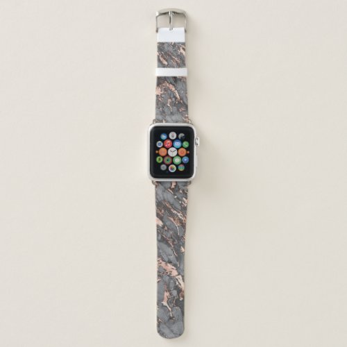 Grey gold rose marble modern design apple watch band