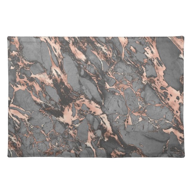 Grey gold rose marble modern design cloth placemat (Front)