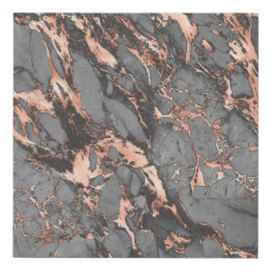 Grey gold rose marble modern design faux canvas print