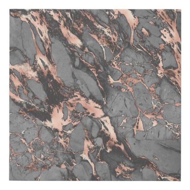 Grey gold rose marble modern design faux canvas print (Front)