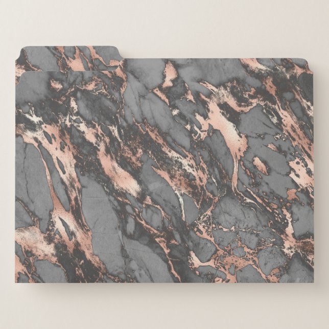 Grey gold rose marble modern design file folder (Front Left)
