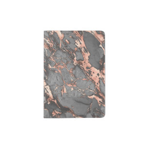 Grey gold rose marble modern design passport holder
