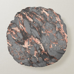 Grey gold rose marble modern design round pillow