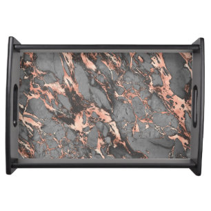 Grey gold rose marble modern design serving tray