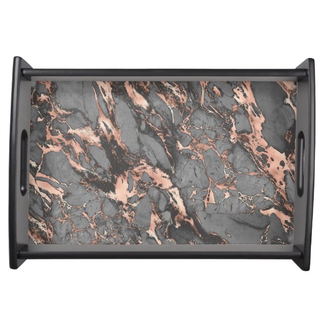 Grey gold rose marble modern design serving tray (Front)