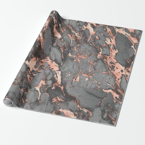 Grey gold rose marble modern design wrapping paper