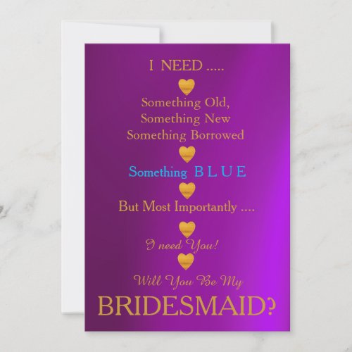 Grey  Gold with Heart Will You Be my Bridesmaid I Invitation