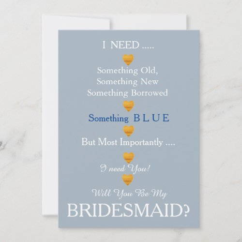 Grey  Gold with Heart Will You Be my Bridesmaid Invitation