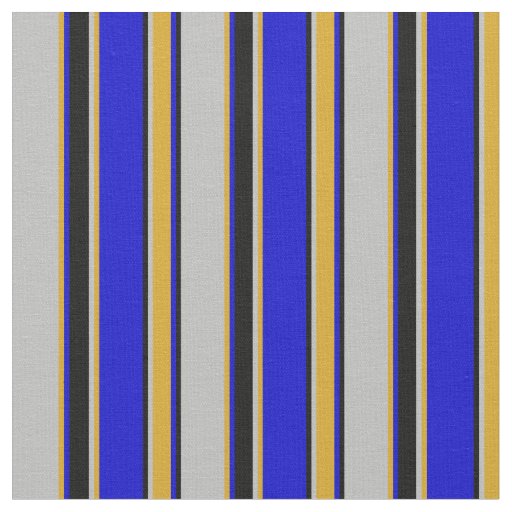 Grey, Goldenrod, Blue, and Black Lined Pattern Fabric