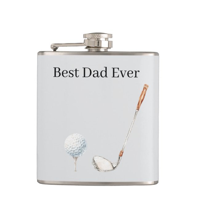 Grey Golf Club Ball Best Dad Flask (Front)