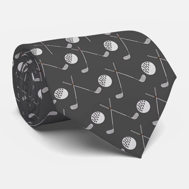 Grey Golf  Lover's Work, Graduation, Birthday Neck Tie (Rolled)