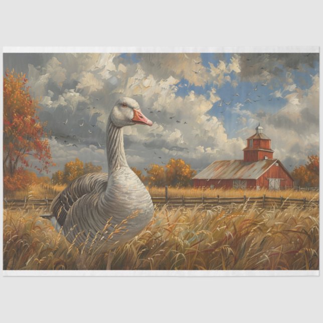 Grey Goose Farmhouse Artwork Decoupage Tissue Paper (Front)