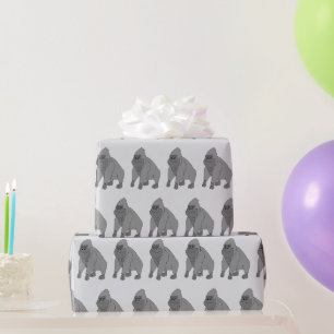 Grey Gorilla Design Any Colour Background Wrapping Paper