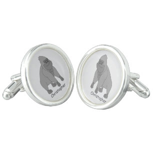Grey Gorilla Design Personalised Cufflinks