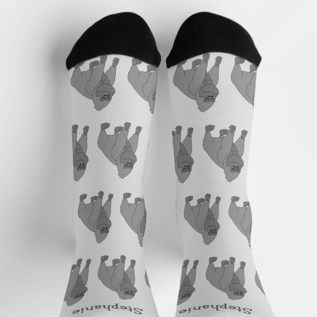 Grey Gorilla Design Personalised Socks (Top)
