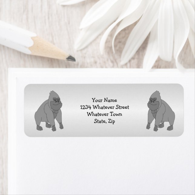 Grey Gorilla Design Return Address Label (Insitu)