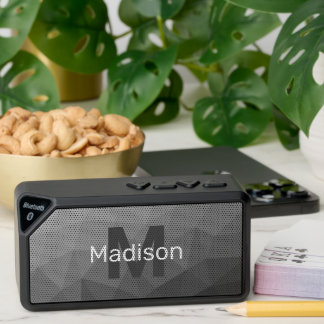 Grey Gradient Geometric Mesh Pattern Bluetooth Speaker