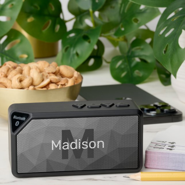 Grey Gradient Geometric Mesh Pattern Bluetooth Speaker (Insitu(Table))