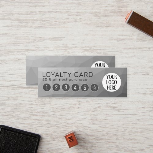 Grey Gradient Geometric Mesh Pattern Elegant Loyalty Card