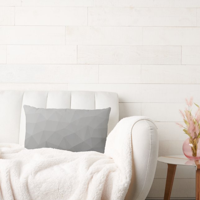 Grey Gradient Geometric Mesh Pattern Lumbar Pillow (Couch)