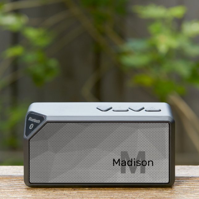 Grey Gradient Geometric Mesh Pattern Monogram Bluetooth Speaker (Insitu(Outdoor))