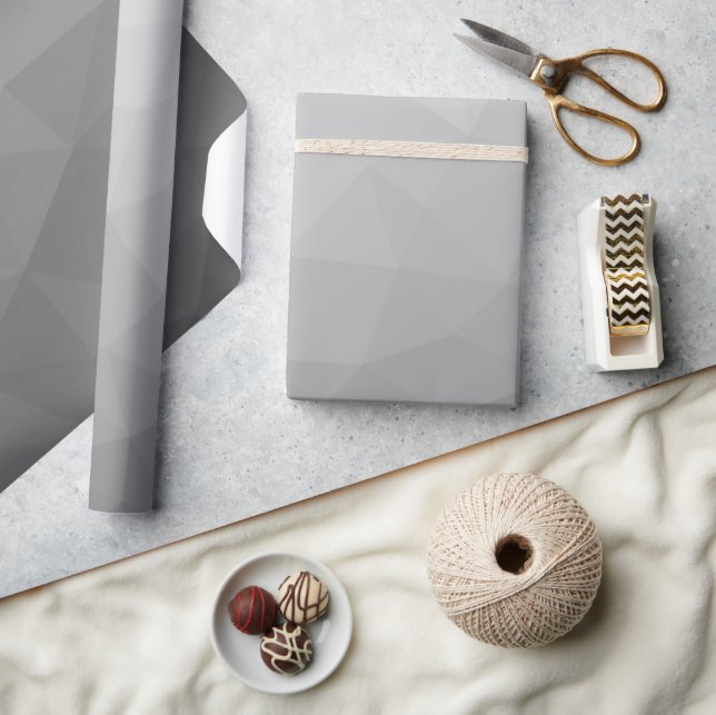 Grey Gradient Geometric Mesh Pattern Wrapping Paper (Crafts)