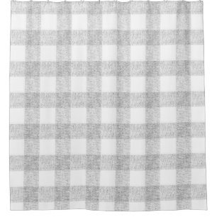 Grey Grain Sack Style Buffalo Check Shower Curtain