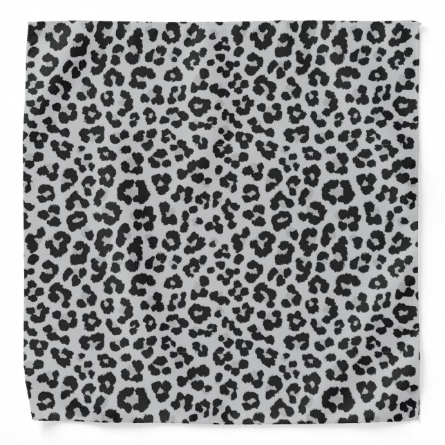 Grey Gray Ash Leopard Cheetah Animal Print Pattern Bandana (Front)