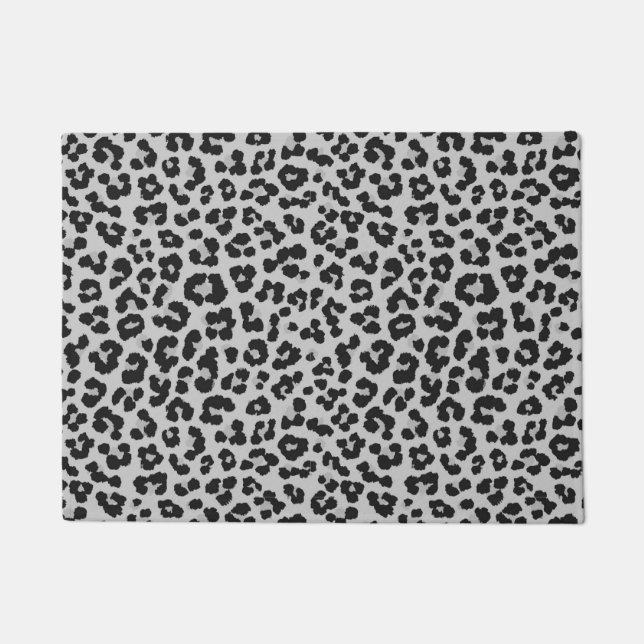 Grey Gray Ash Leopard Cheetah Animal Print Pattern Doormat (Front)