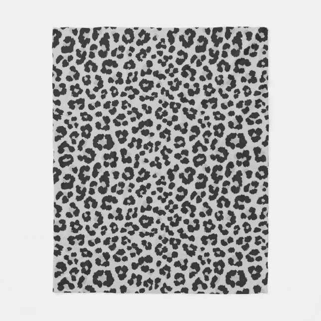 Grey Gray Ash Leopard Cheetah Animal Print Pattern Fleece Blanket (Front)