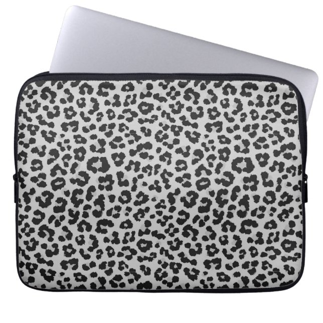 Grey Gray Ash Leopard Cheetah Animal Print Pattern Laptop Sleeve (Front)