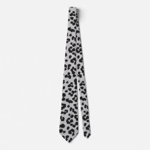 Grey Gray Ash Leopard Cheetah Animal Print Pattern Neck Tie
