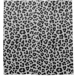 Grey Gray Ash Leopard Cheetah Animal Print Pattern Shower Curtain