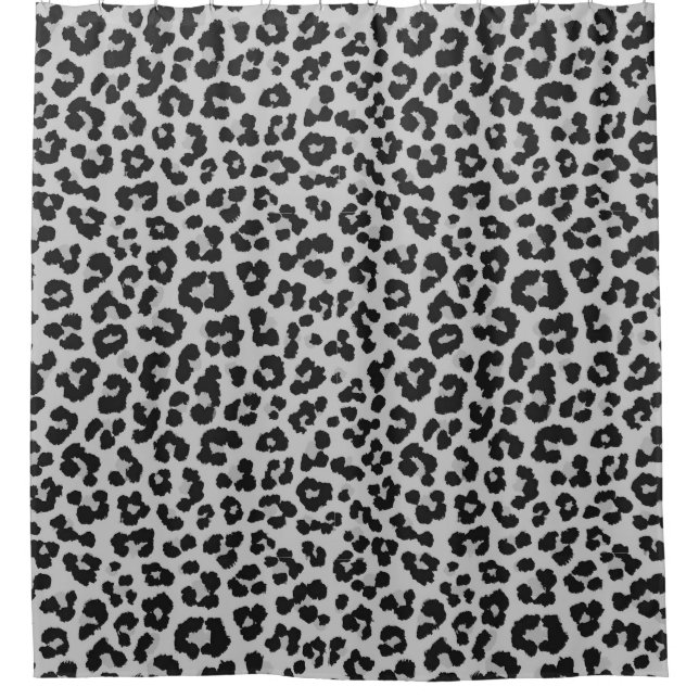 Grey Gray Ash Leopard Cheetah Animal Print Pattern Shower Curtain (Front)