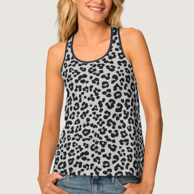 Grey Gray Ash Leopard Cheetah Animal Print Pattern Tank Top (Front)