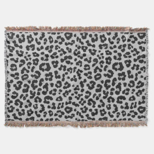 Grey Gray Ash Leopard Cheetah Animal Print Pattern Throw Blanket