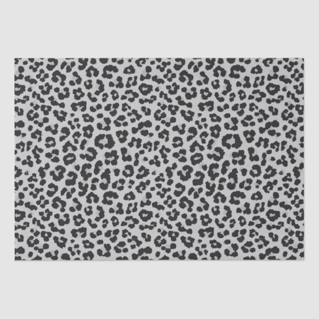 Grey Gray Ash Leopard Cheetah Animal Print Pattern Tissue Paper (Front)