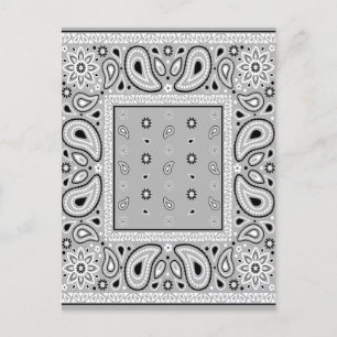 Grey Gray Bandana Paisley Country Hip Hop Cowboy Invitation Postcard