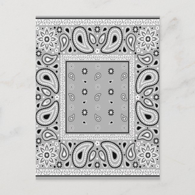 Grey Gray Bandana Paisley Country Hip Hop Cowboy Invitation Postcard (Front)