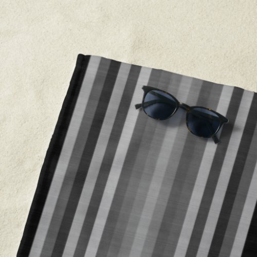 Grey Gray Black Gray Stripes Beach Towel