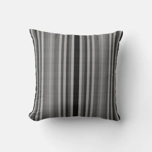 Grey Gray Black Gray Stripes Throw Pillow