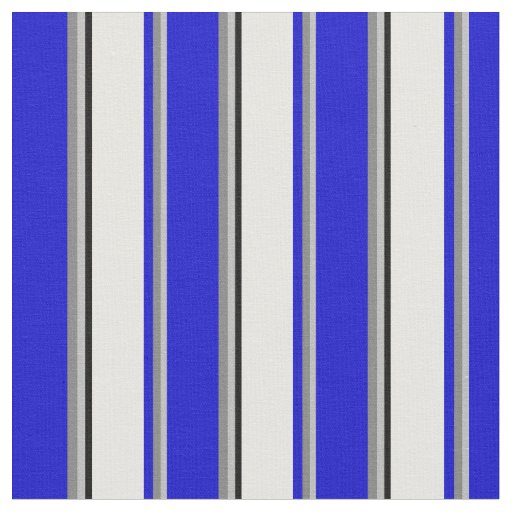 Grey, Gray, Blue, White, and Black Colored Lines Fabric