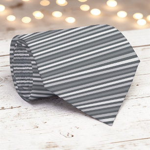 Grey Gray Color Stripes Necktie