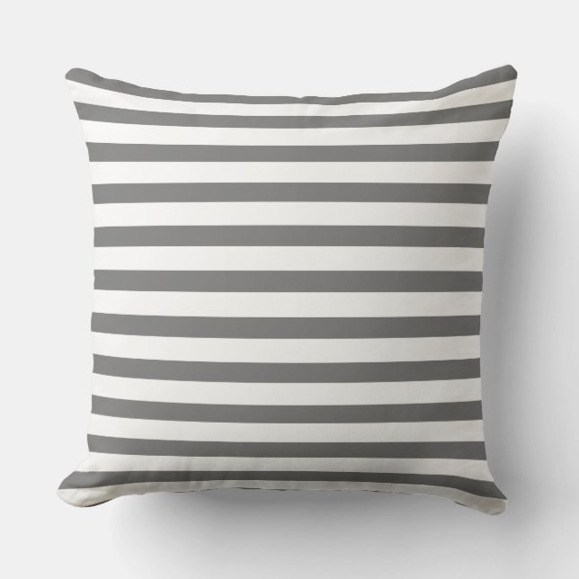 Grey Gray Cool Stripes Outdoor Pillow (Front)
