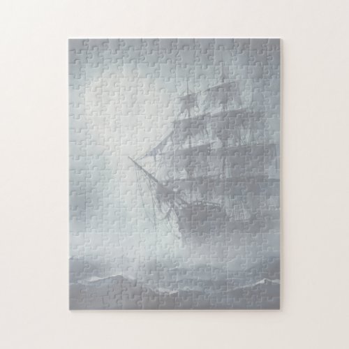 Grey Gray Fog Pirate Ship 2 Jigsaw Puzzle