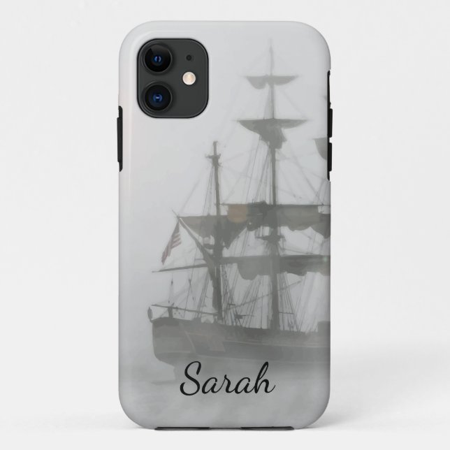 Grey, Gray Fog Pirate Ship Customize With Name Case-Mate iPhone Case (Back)