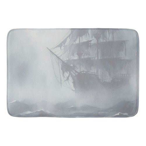 Grey Gray Fog Pirate Ship Retirement Bath Mat