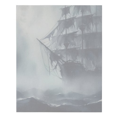 Grey Gray Fog Pirate Ship Retirement Faux Canvas Print