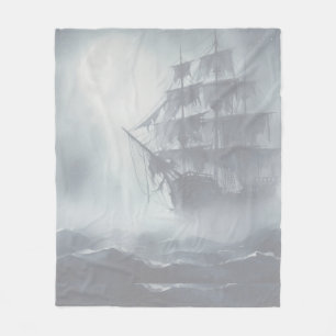 Grey, Gray Fog Pirate Ship Retirement Fleece Blanket