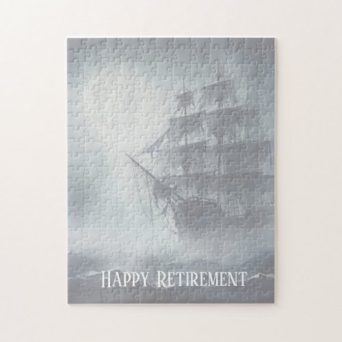 Grey Gray Fog Pirate Ship Retirement Jigsaw Puzzle